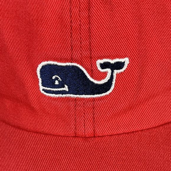 Vineyard Vines Classic Washed Baseball Hat Coral/Navy Whale - Picture 2 of 10
